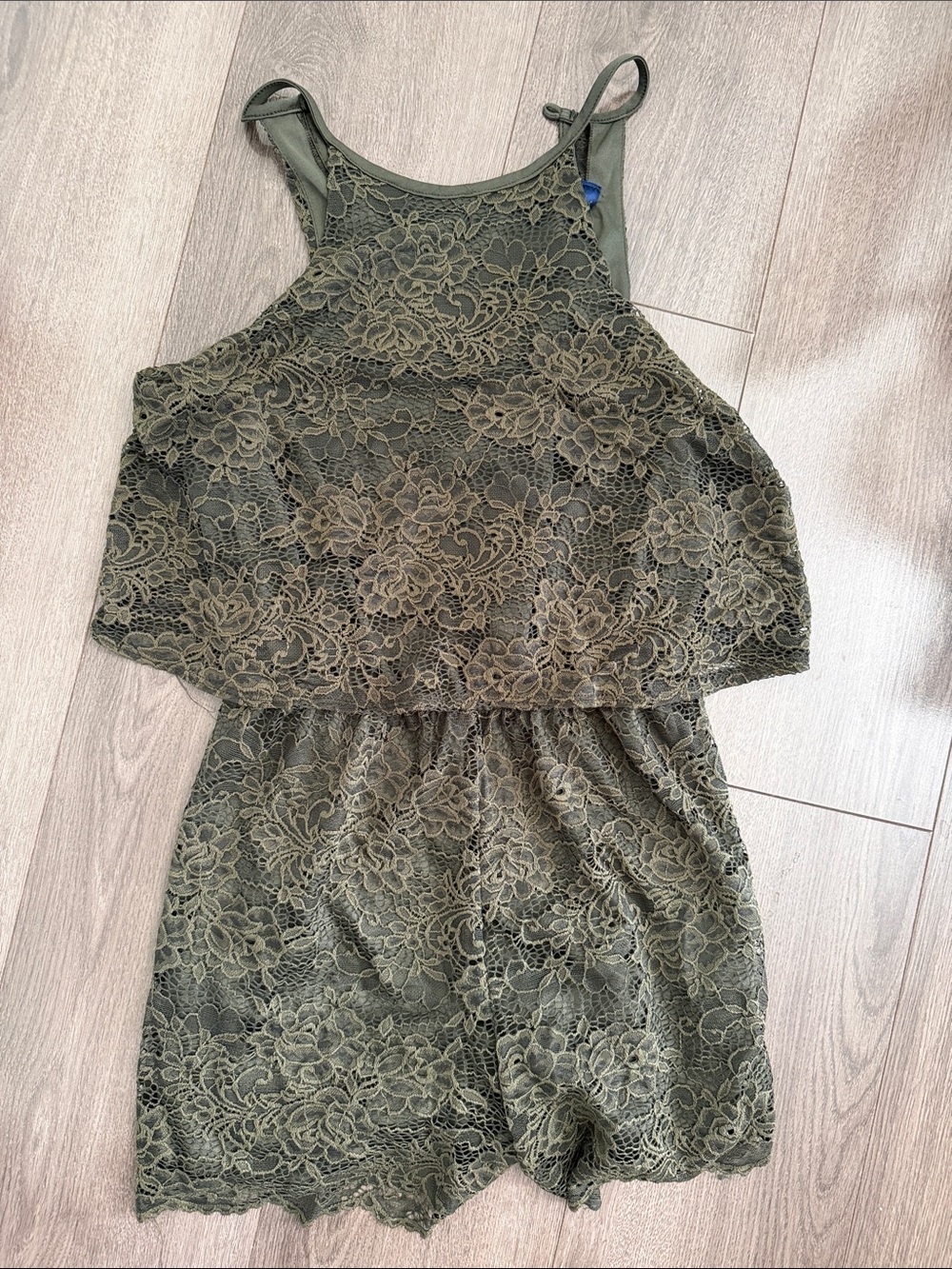 Olive Green Lace Romper